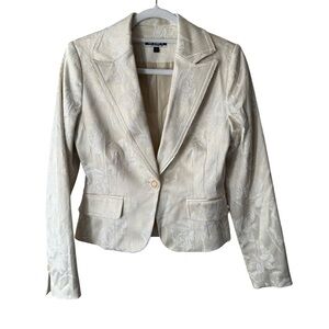 Bryan’s Elegant Cream Floral Blazer Size S Wedding Guest Business Casual Elegant
